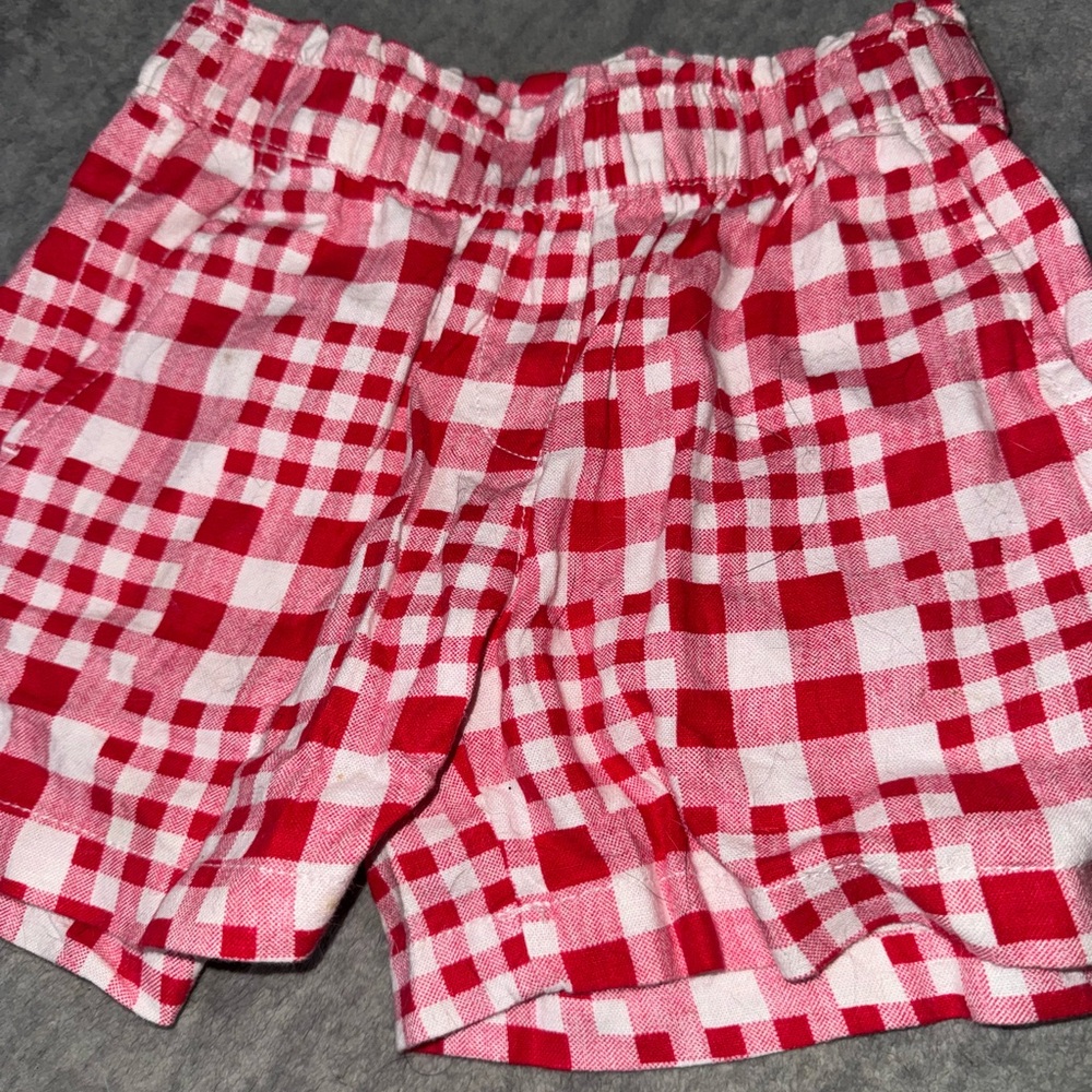 Girls Red and White Checkered Shorts